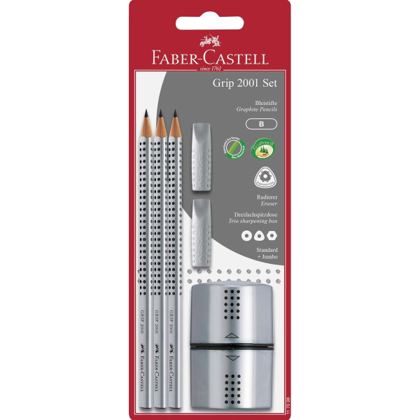Crayons graphite - HB - Dessin - Esquisse - Inclus 2 gommes + taille-crayons - Faber-Castell