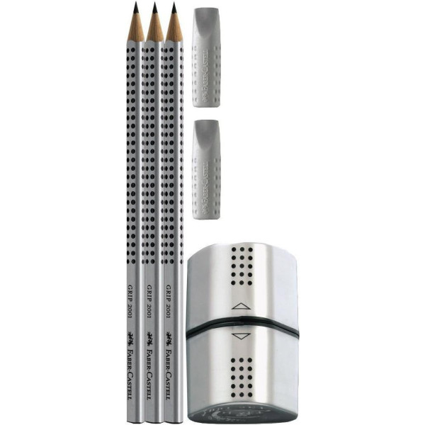 Crayons graphite - HB - Dessin - Esquisse - Inclus 2 gommes + taille-crayons - Faber-Castell