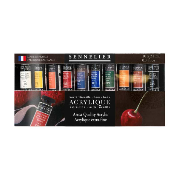 photo-Peinture acrylique - Extra fine - Sennelier - Heavy body - Haute viscosité - 10 tubes de 21ml