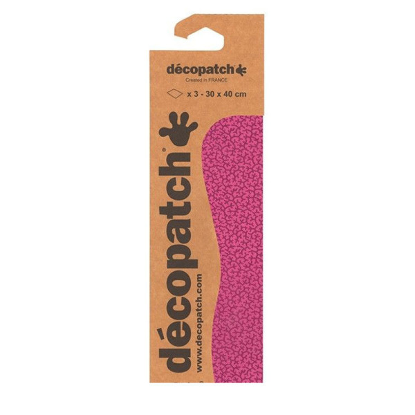 photo-3 feuilles de papier Décopatch 30 x 40 cm rose foncé fuchsia fleurs