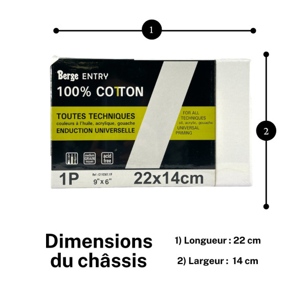 Châssis - Toile - 22x14cm - 1P - Coton - Acrylique - Huile - Gouache - Berge Entry