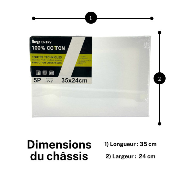 Châssis - Toile - 35x24cm - 5P - Coton - Acrylique - Huile - Gouache - Berge Entry