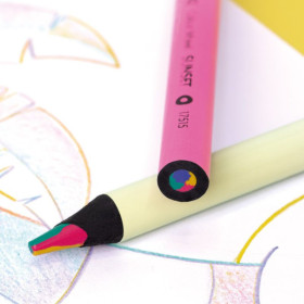 Crayon de couleur - Mine de 4 couleurs - Mine de 5mm - Corps en bois - Milan