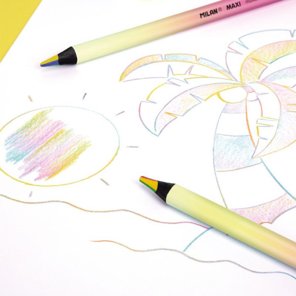 Crayon de couleur - Mine de 4 couleurs - Mine de 5mm - Corps en bois - Milan