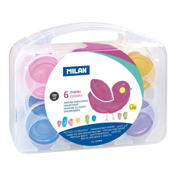 Peinture au doigt - Enfant - Coffret de 6 pots de 100ml - Couleurs métallisées