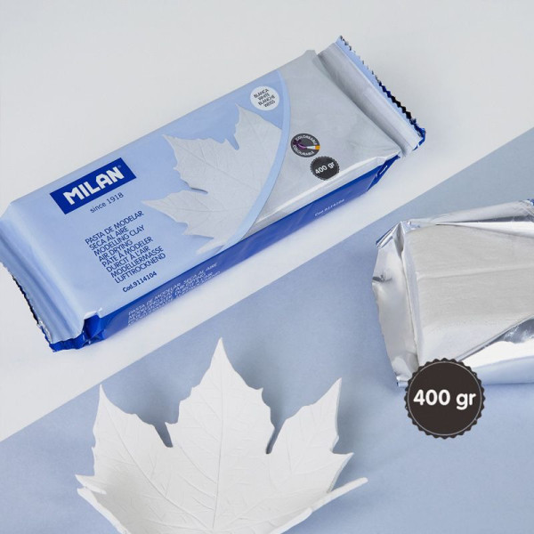 Bloc de pâte à modeler - Blanche - Durcit à l'air - 400g