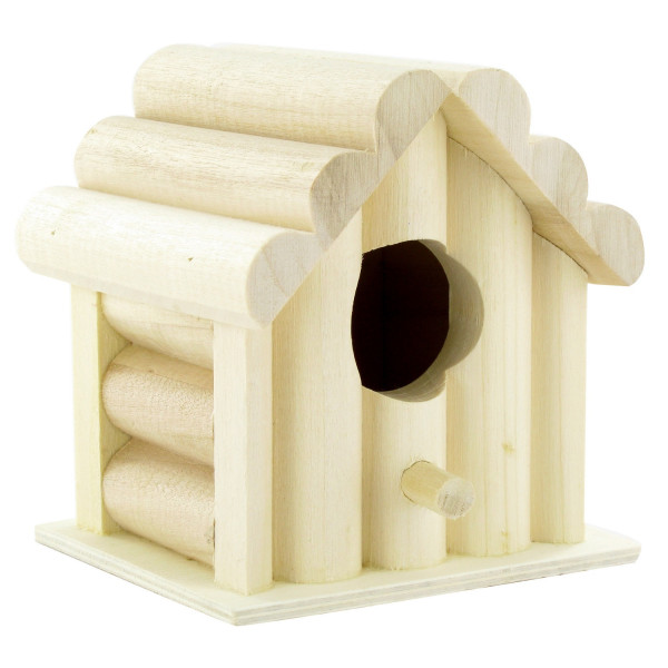 Nichoir avec rondin - Bois - A décorer - 10,5x10x10,5 cm - Ctop
