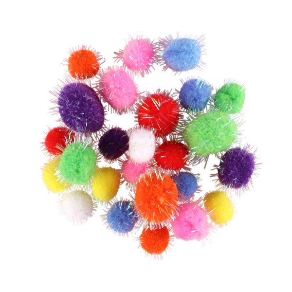 Assortiment de 25 pompons pailletés - Ctop