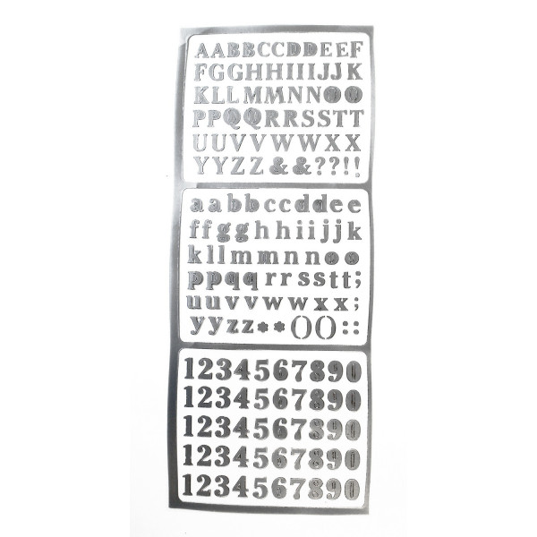 Stickers - Alphabets et Chiffres - Argentés - 1 cm - 169 pièces - Ctop