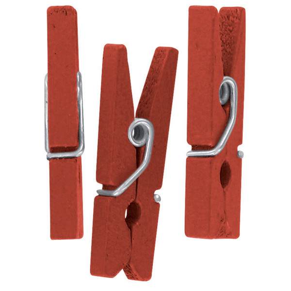 Mini pinces à linge - Bois - Rouge - 25 x 0,3 mm - 50 pièces
