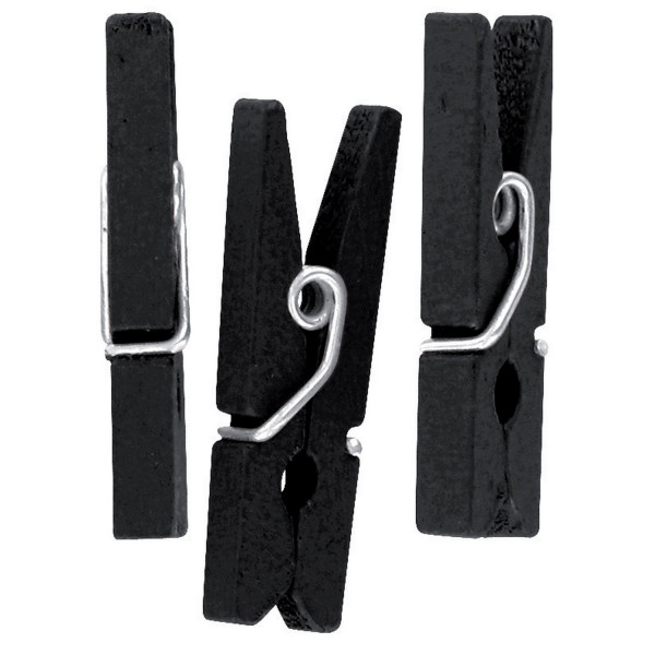 Mini pinces à linge - Bois - Noir - 25 x 0,3 mm - 50 pièces