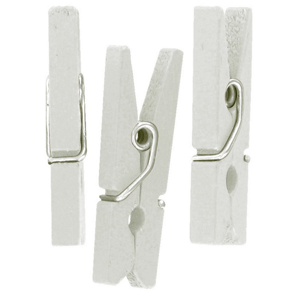 Mini pinces à linge - Bois - Blanc - 25 x 0,3 mm - 50 pièces