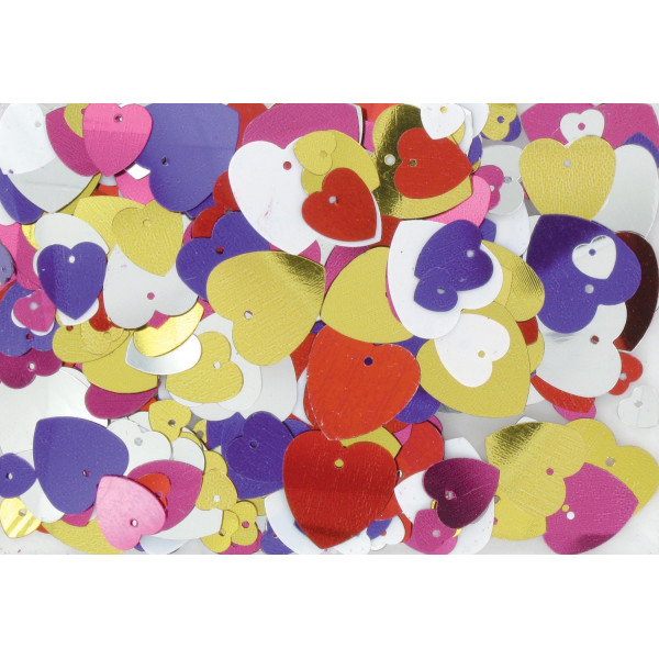 Sequins - Méga paillettes - Cœurs - Multicolores - 50g - Ctop