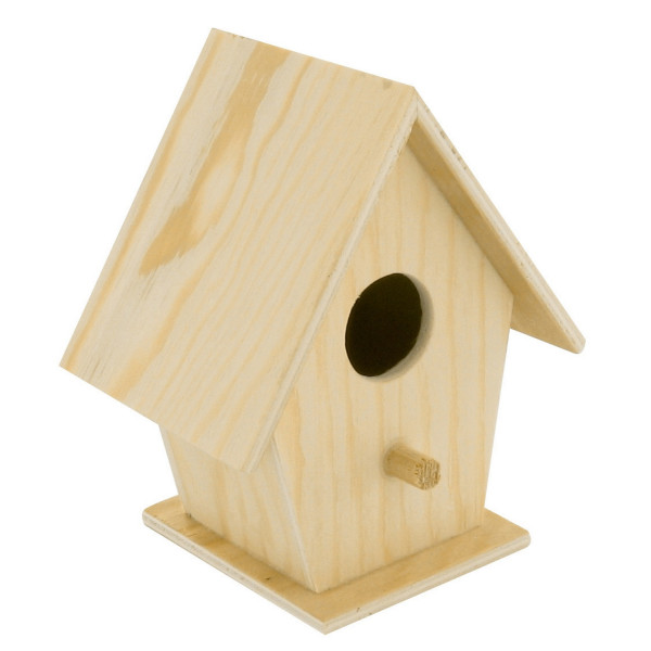 Nichoir avec découpe ronde - Bois - A poser - A décorer - 10 x 8 x 6 cm - Ctop