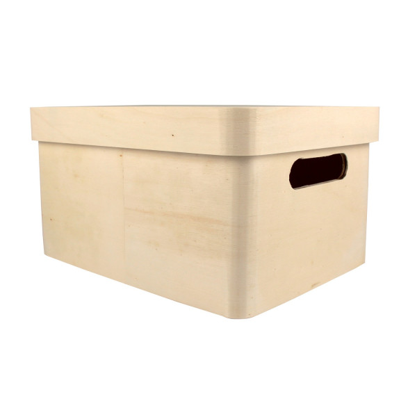 Coffre de rangement - Avec couvercle - Bois - A décorer - 30x22x16 cm