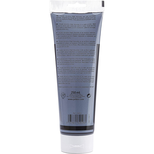 Tube de peinture acrylique - Noir de Mars - Pébéo Studio - 250 ml