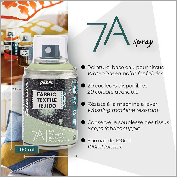 Bombe de peinture - Tissus - Textile - Noir - Sans solvant - Pébéo - 100ml