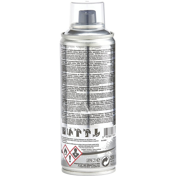 Bombe de peinture acrylique - Argent chrome - Tous supports - Pébéo - Decospray - 200ml