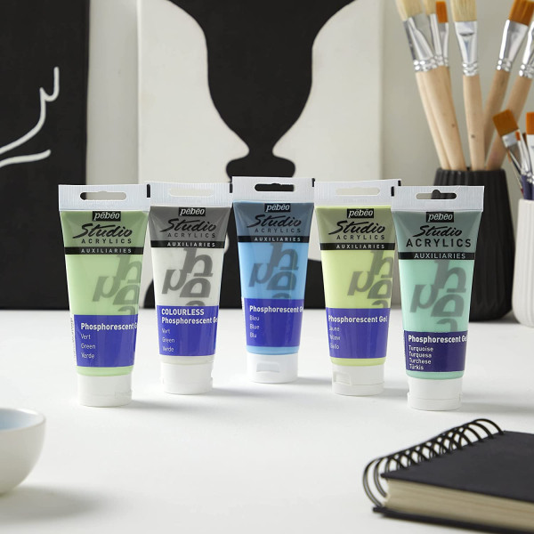 Médium - Liant - Jaune phosphorescent - Peinture acrylique - Pébéo Studio - 100ml