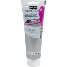 Tube de peinture acrylique - Argent - Nacré - Pour décoration - Pébéo - DecoCrème