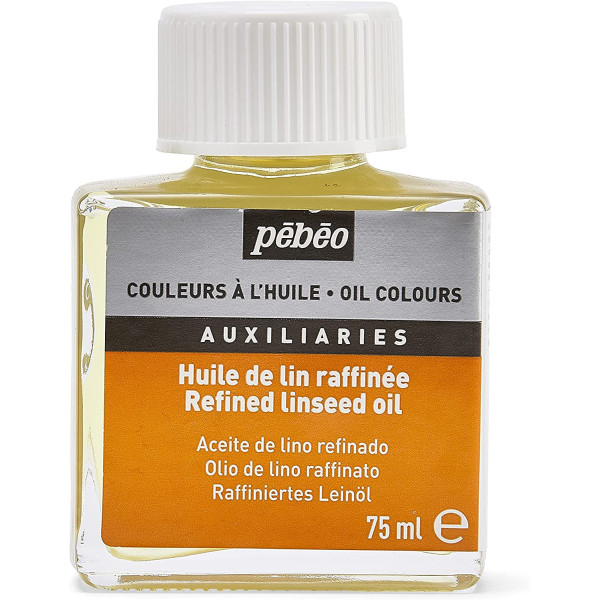 Huile de lin - Peinture à l'huile raffinée - Diluant - Pébéo - Flacon de 75ml