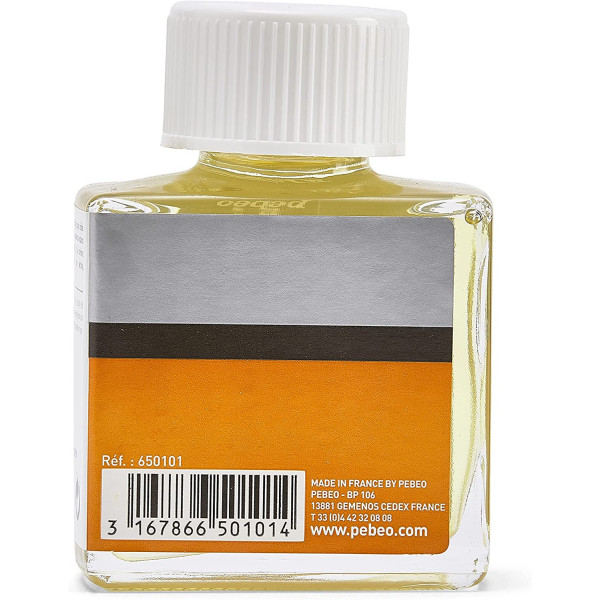 Huile de lin - Peinture à l'huile raffinée - Diluant - Pébéo - Flacon de 75ml