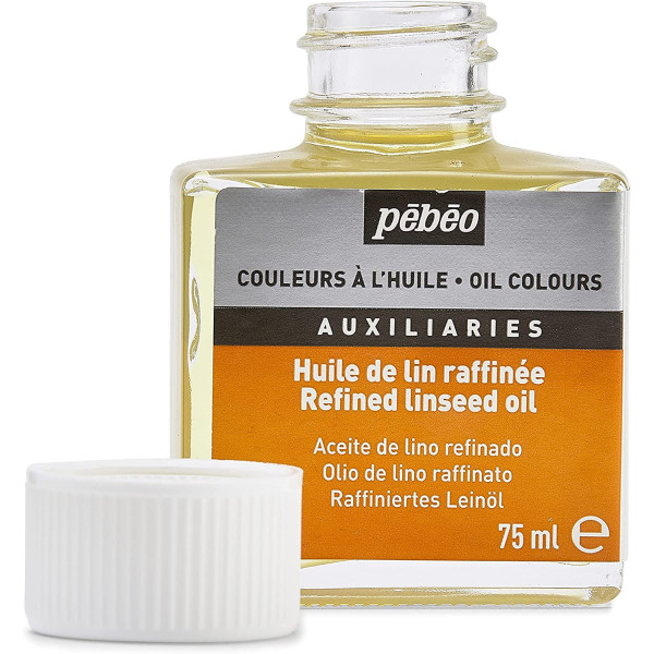Huile de lin - Peinture à l'huile raffinée - Diluant - Pébéo - Flacon de 75ml