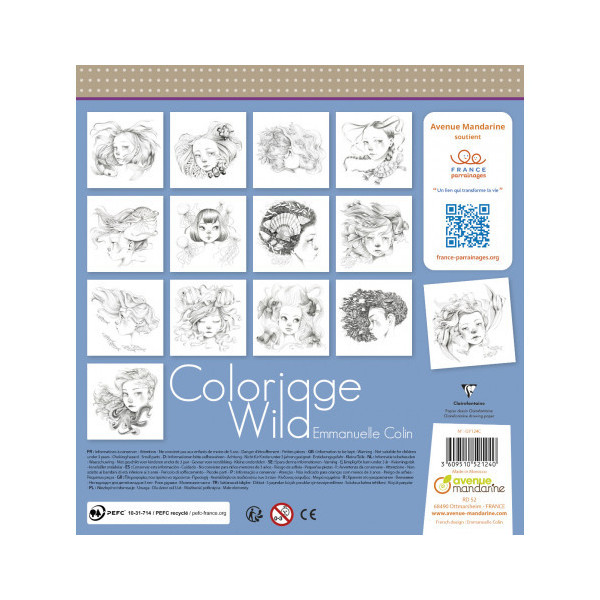 Carnet de coloriage Wild 6 Avenue Mandarine pages imprimées