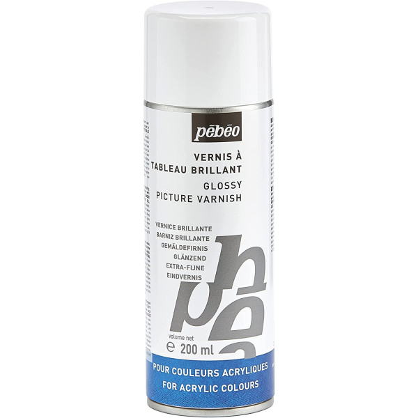 Vernis à tableau - Brillant - Peinture acrylique - Spray de 200ml - Pébéo