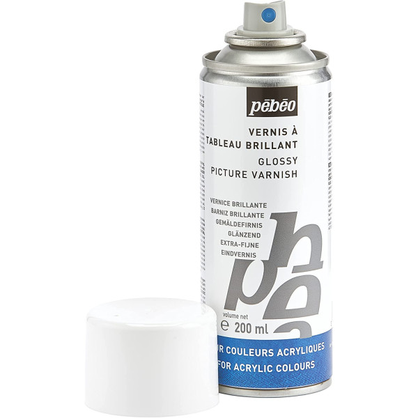 Vernis à tableau - Brillant - Peinture acrylique - Spray de 200ml - Pébéo