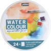 Peinture aquarelle - Fine - Coffret métal de 24 demi-godets - Pinceau inclus - Pébéo