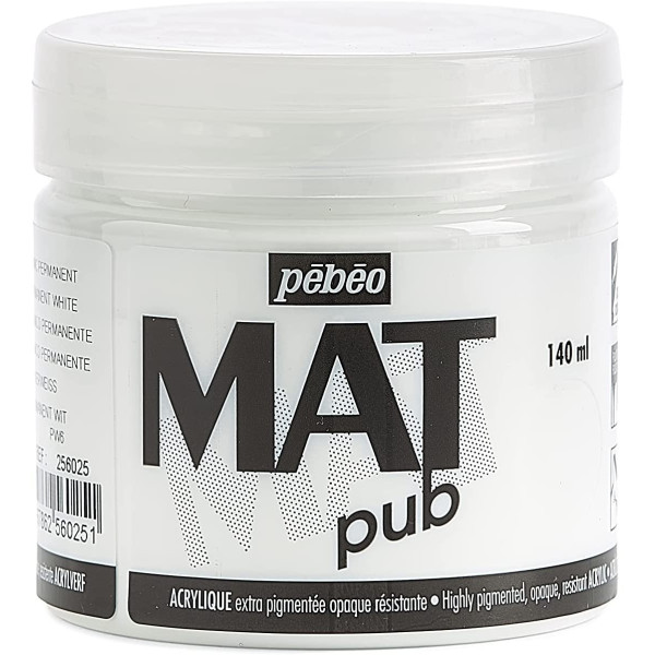 Peinture acrylique - Extra mate - Blanc permanent - Pébéo - Mat Pub