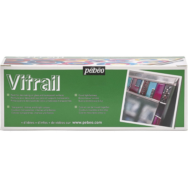 Peinture effet vitrail - Pébéo - Vitrail - Coffret de 10 pots - Couleurs assortis