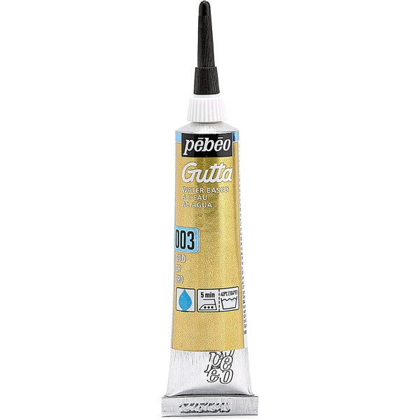 Peinture pour soie - Or - Pébéo - Setasilk - Gutta à l'eau - Tube de 20ml