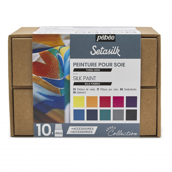 Peinture pour soie - Pébéo - Setasilk - Coffret de 10 flacons de 45ml