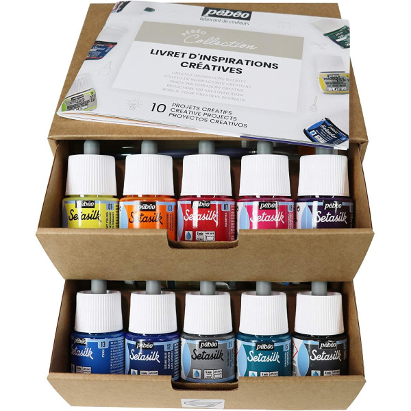 Peinture pour soie - Pébéo - Setasilk - Coffret de 10 flacons de 45ml