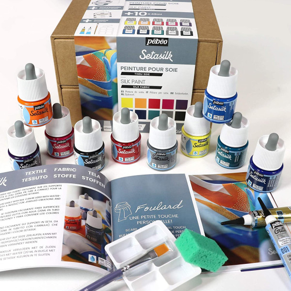 Peinture pour soie - Pébéo - Setasilk - Coffret de 10 flacons de 45ml