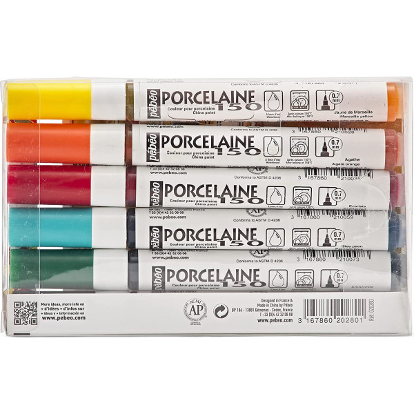 6 feutres pour porcelaine - Pébéo - Porcelaine 150 - Pointe fine - Couleur Pop