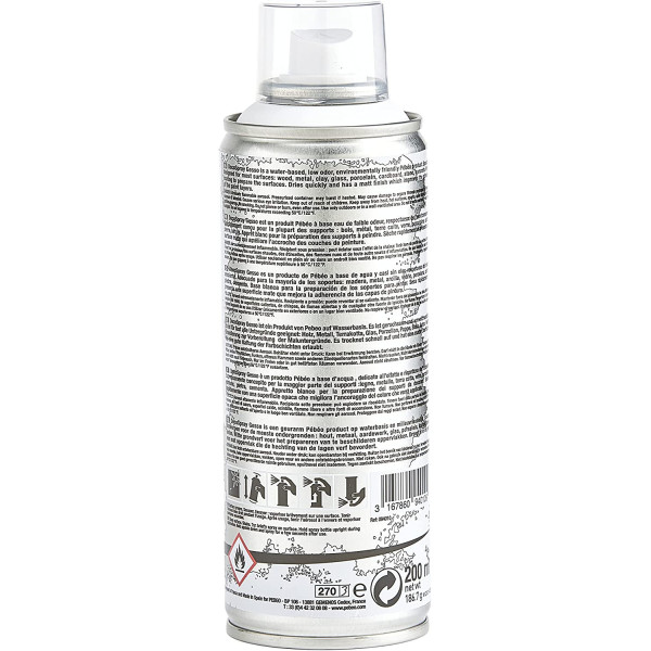Gesso en spray - Apprêt universel à base d'eau - Blanc - Pébéo - DecoSpray - 200ml