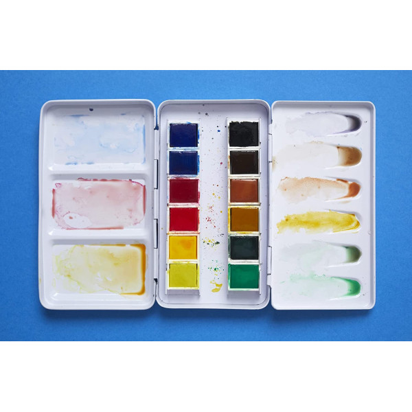 Peinture aquarelle - Fine - Coffret métal de 12 demi-godets - Pébéo
