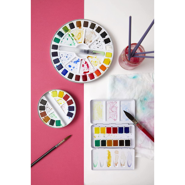 Peinture aquarelle - Fine - Coffret métal de 12 demi-godets - Pébéo