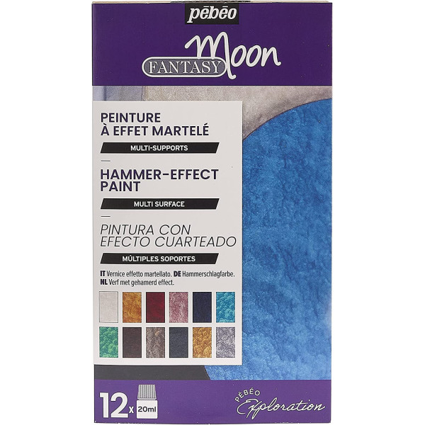 Coffret peinture effet martelé - Tous supports - Bijoux - Déco - 12 flacons - Pébéo Fantasy Moon