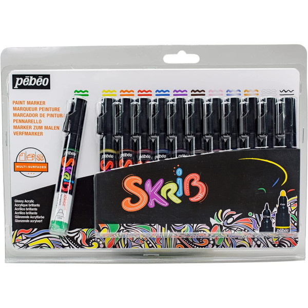 photo-Feutres - Marqueurs - Peinture acrylique - Tous supports - 12 couleurs - Pébéo - Skrib