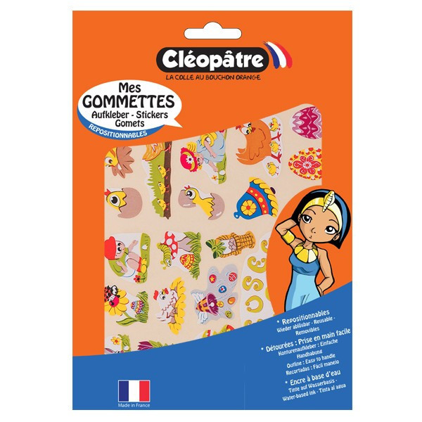 photo-Gommettes - Lapin - Poule - Pâques - Pour enfant - 120 stickers - Repositionnable - Cléopâtre