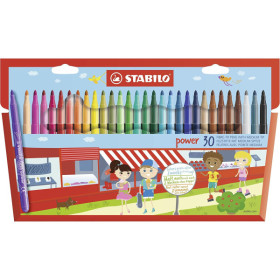 Etui carton de 30 feutres de coloriage STABILO power - pointe moyenne
