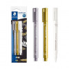 3 marqueurs à encre métallique or argent blanc Staedtler