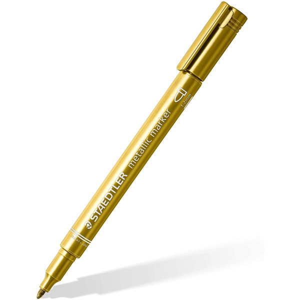 3 marqueurs à encre métallique or argent blanc Staedtler
