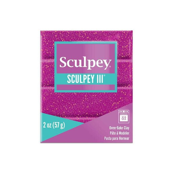 Pâte polymère - Violet pailleté - A cuire - Pâte à modeler - Sculpey Sculpey III - Bloc de 57g