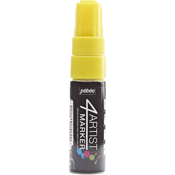 photo - Marqueur - Indélébile - Permanent - Jaune - Pointe biseautée - 8mm - Pébéo