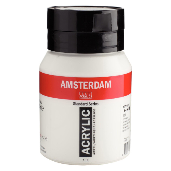 Pot peinture acrylique 500ml Amsterdam blanc de titane